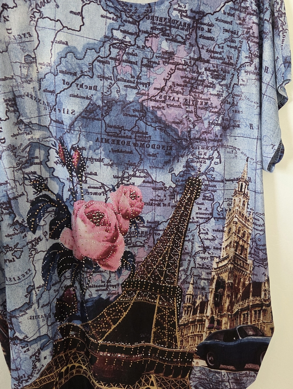 Blossom By P French Theme Tunic Top Travel France Atlas Artsy England Abstract L - Picture 11 of 12